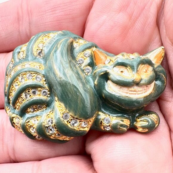 Kirks Folly Jewelry - Kirks Folly Womens Brooch Alice in Wonderland Cheshire Cat Gold Tone Enamel